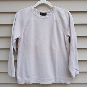 Eddie Bauer Women's 100% Cotton TAN Crewneck Sweater - MEDIUM